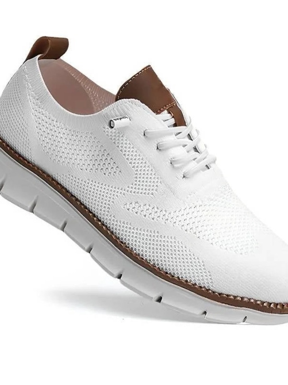 Breeze Oxford  shoes for Men size 12 White Knit Casuals with Brown Trim